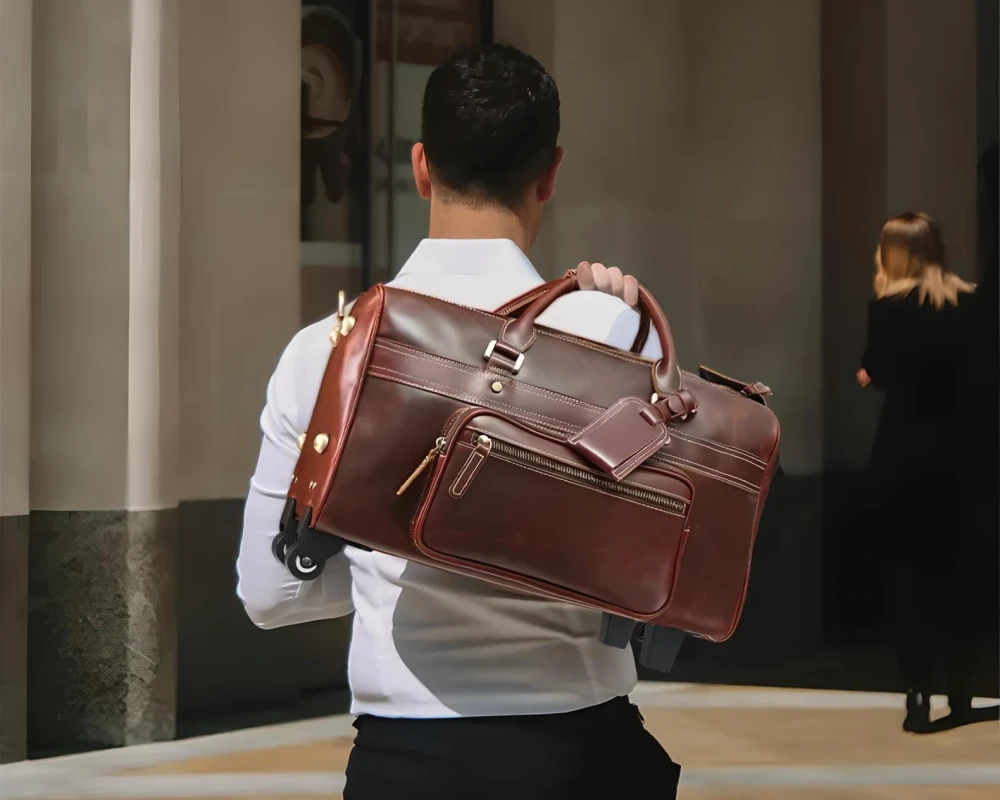 faux leather carry on bag