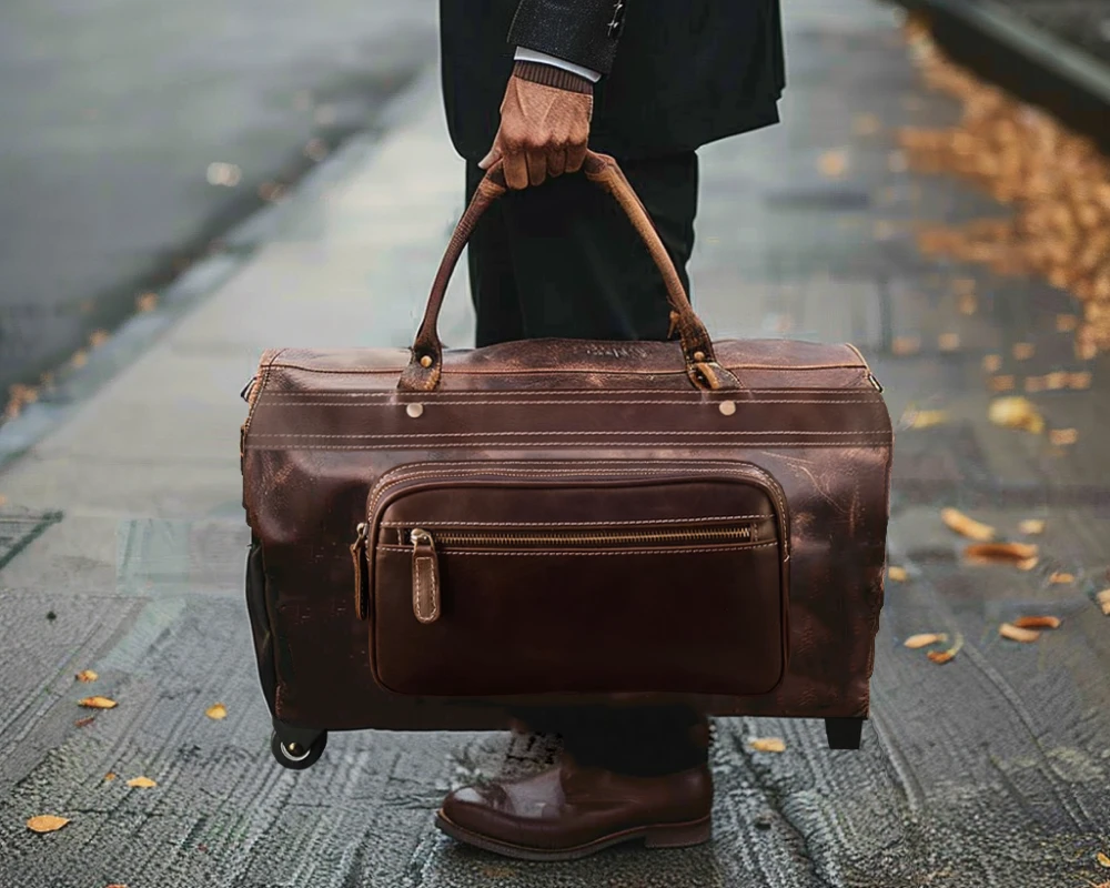 leather carry on luggage wheeled